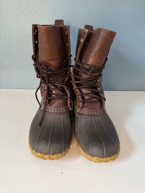 L.L. Bean Men's Brown Leather and Rubber Lace-Up Rain & Snow Boots